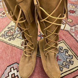 Minnetonka Front Lace Knee High Boots